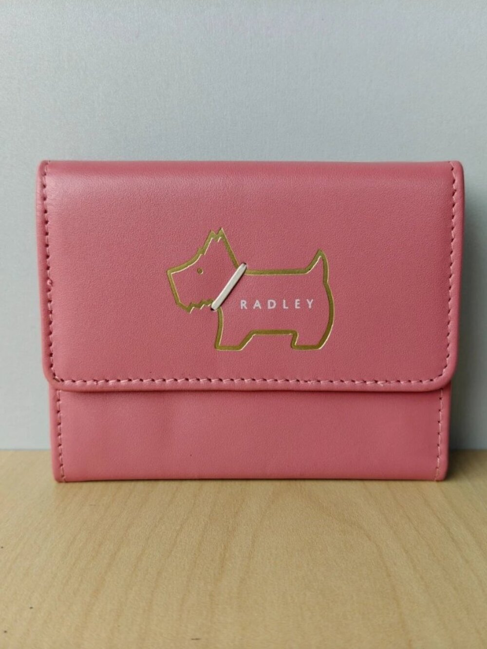 Radley London Heritage Dog Outline Trifold Wallet Mauve Pink GUC